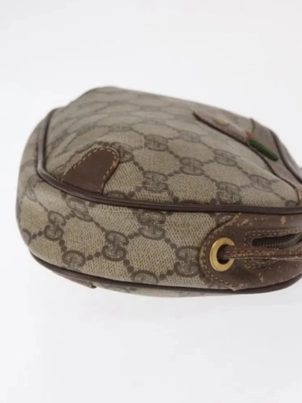 GUCCI GG Supreme Web Sherry Line Bag PVC Beige Gold 156 02 066 Auth BA10344 - Picture 4 of 15